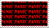 red text repeating the word panic